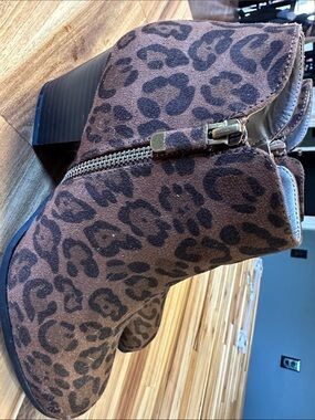 Style & Co. Brown Leopard Print Suede Ankle Booties
